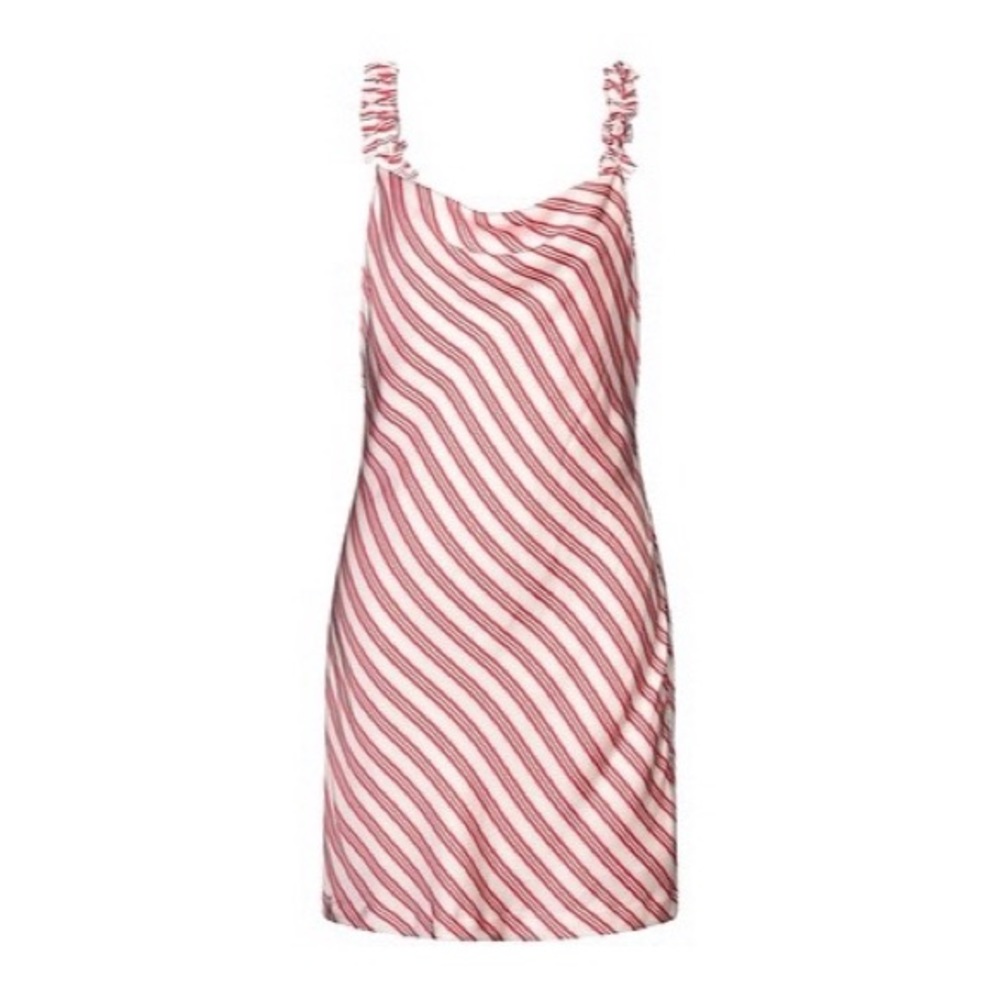 Rebecca vallance white striped Marrakech ruffle silk  sleeveless dress